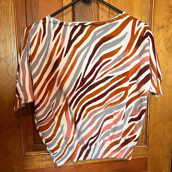 Ann Taylor - 100% Brown and Cream Striped Cotton Sweater - Size Small - Picture 2 of 5